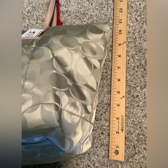 Coach LW Sig Nyl EW Zip Top Tote & Ereader case NWT #SV/Khaki Drk pink pull/tag - Picture 6 of 14